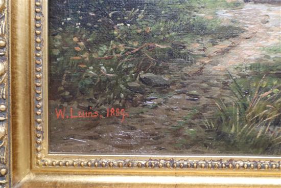 19th century English School, Landscape with figure, oil on board and another landscape signed W. Lewis, 1889